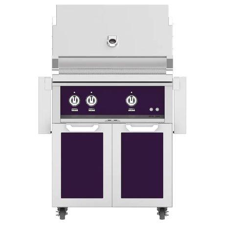 Hestan 30-Inch Natural Gas Grill W/ All Infrared Burners & Rotisserie On Double Drawer & Door Tower Cart - Lush - GSBR30-NG-PP