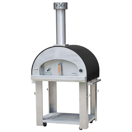Bella Grande 32-Inch Outdoor Wood Fired Pizza Oven On Cart - Black - BEGS32B d