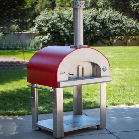 Bella Grande 36-Inch Outdoor Wood-Fired Pizza Oven On Cart - Red - BEGS36R 1