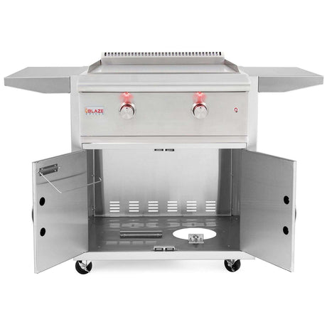 Blaze Premium LTE 30-Inch Propane Gas Griddle With Lights - BLZ-GRIDDLE-LTE-LP (Cart) open