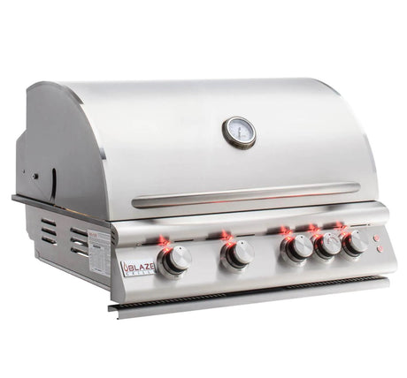 Blaze Premium LTE Marine Grade 32-Inch 4-Burner Built-In Propane Gas Grill With Rear Infrared Burner & Grill Lights BLZ-4LTE2MG-LP