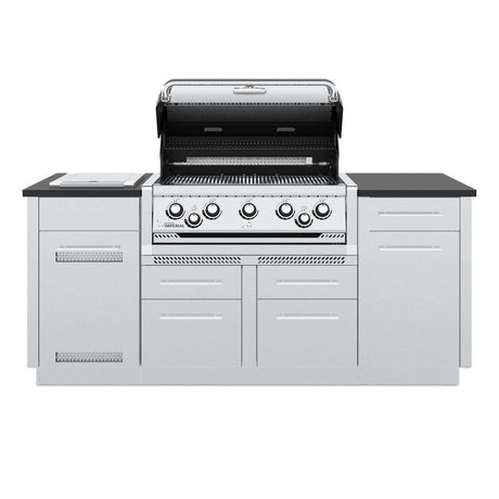 Broil King Imperial S 590i 5-Burner Natural Gas Grill Center With Rotisserie, & Side Burner - Stainless Steel - 896847 open grill
