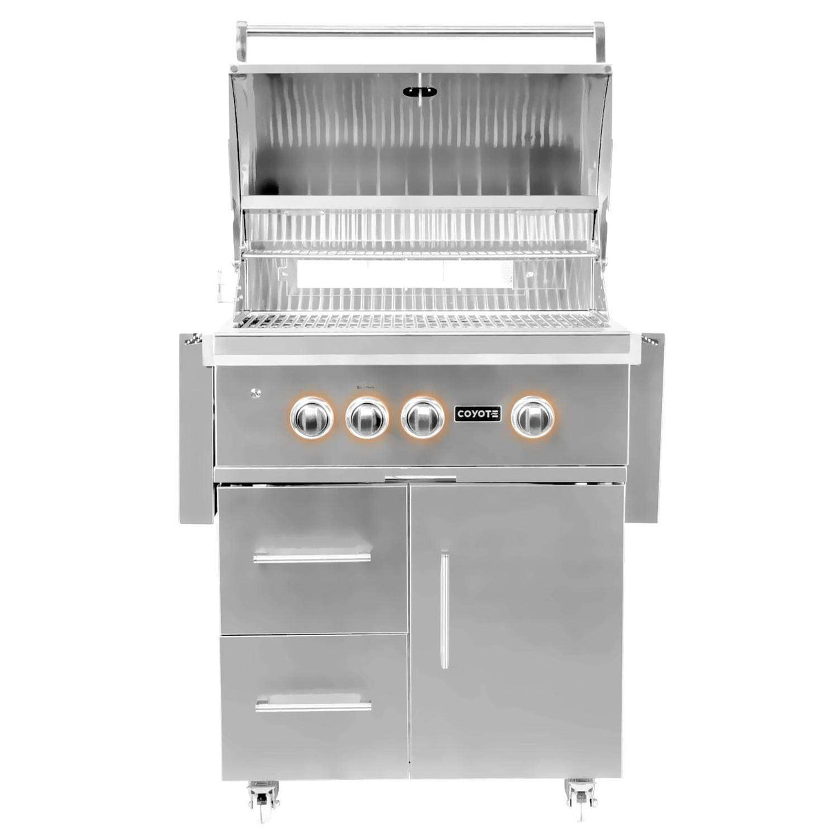 Coyote S-Series 30-Inch 3-Burner Propane Gas Grill With RapidSear Infrared Burner &amp; Rotisserie - C2SL30LP-FS open grill
