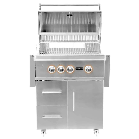 Coyote S-Series 30-Inch 3-Burner Propane Gas Grill With RapidSear Infrared Burner &amp; Rotisserie - C2SL30LP-FS open grill