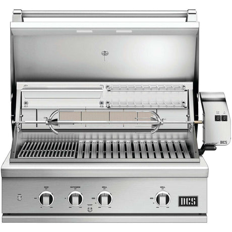 DCS Series 9 36-Inch Built-In Propane Gas Grill With Rotisserie & Infrared Burner - BE1-36RCI-L open grill