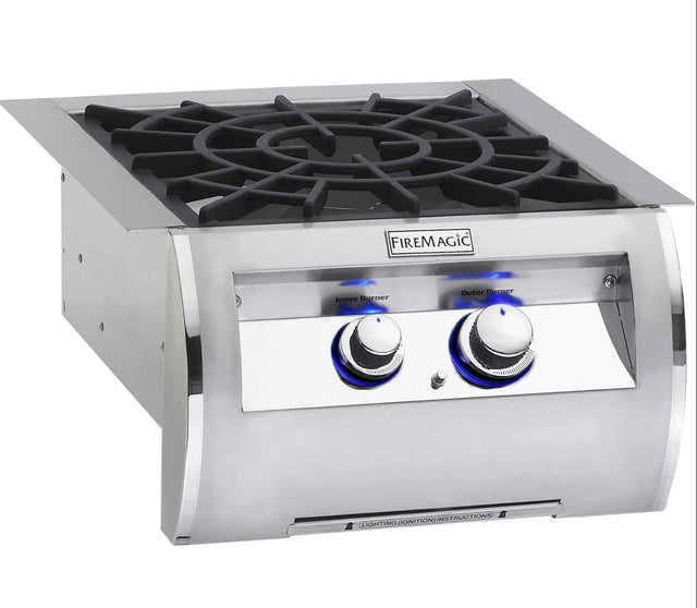 Fire Magic Echelon Diamond Built-In Natural Gas Power Burner With Porcelain Coated Cast Iron Grid 19-5B2N-0