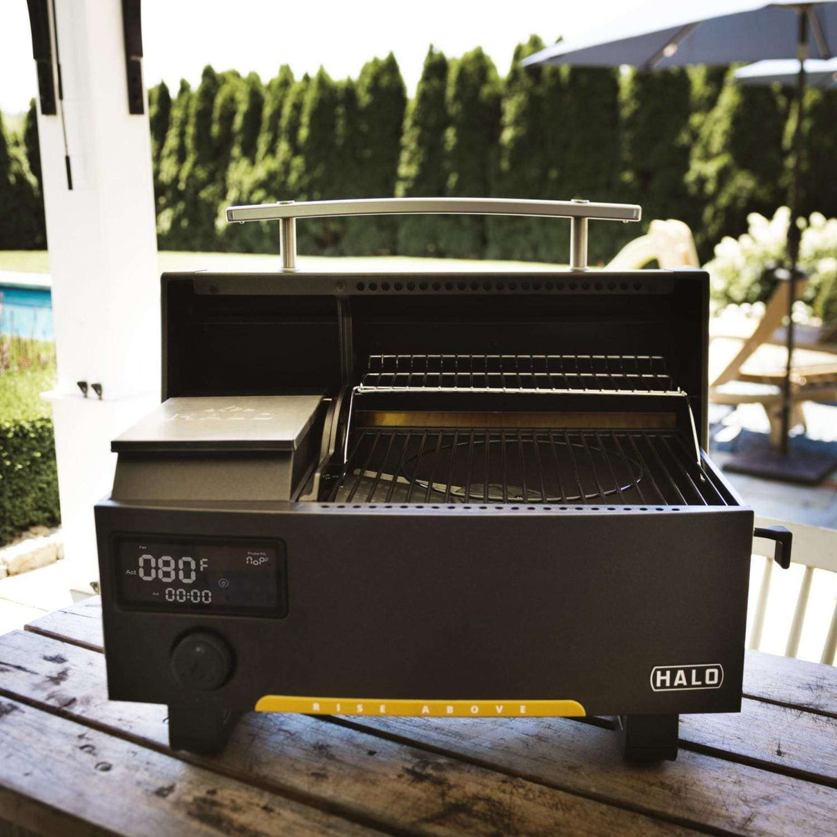 HALO Prime300 Countertop Portable Pellet Grill- HS-1005-ANA grill open