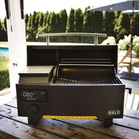 HALO Prime300 Countertop Portable Pellet Grill- HS-1005-ANA grill open