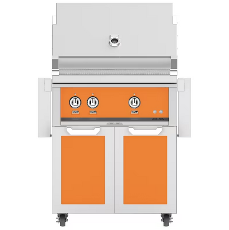 Hestan 30-Inch Propane Gas Grill W Rotisserie On Double Door Tower Cart - Citra - GABR30-LP-OR