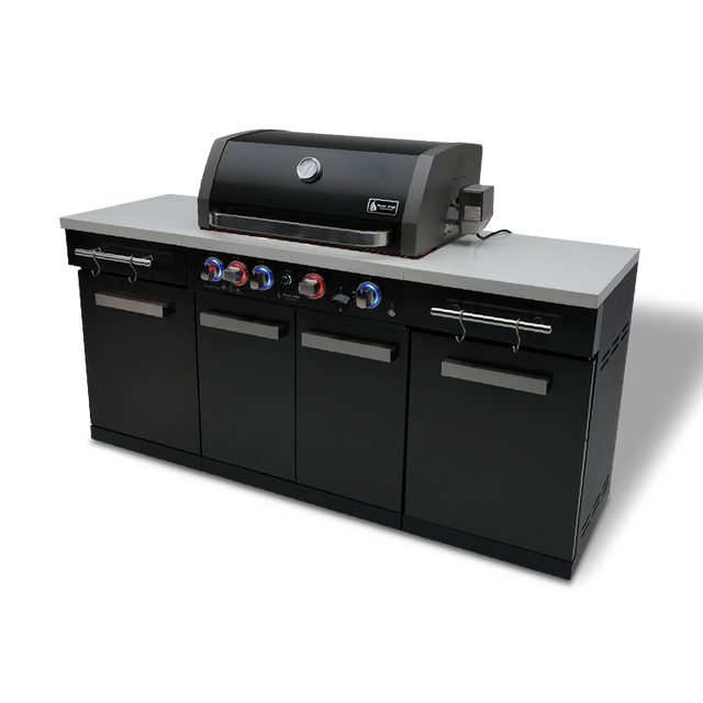 Mont Alpi 957 Propane Gas Island Grill - Black Stainless Steel - MA-957