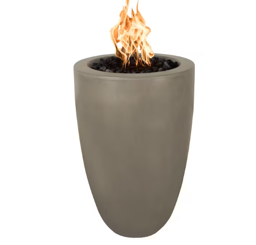 Top Fires by The Outdoor Plus Castillo 33-Inch Propane Fire Pillar - Ash Concrete - Match Light - No Access Door-OPT-CST022-ASH-LP