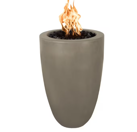 Top Fires by The Outdoor Plus Castillo 33-Inch Propane Fire Pillar - Ash Concrete - Match Light - No Access Door-OPT-CST022-ASH-LP