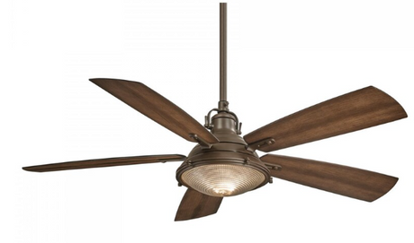 Minka-Aire Groton 56-Inch 5-Blade LED Ceiling Fan in Oil Rubbed Bronze Finish W/ Dark Pine Blades & Clear Fresnel Lens - F681L-ORB