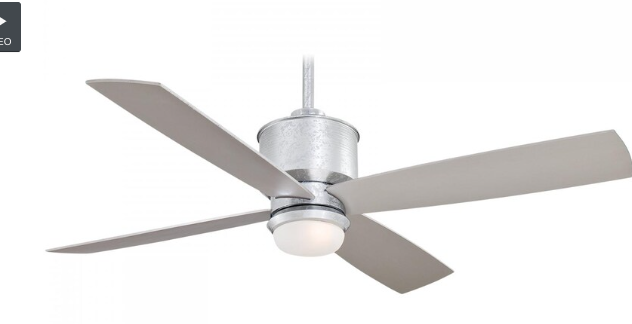 Minka-Aire Strata 52-Inch 4-Blade LED Ceiling Fan in Galvanized Finish W/ Silver Blades & Etched Opal Glass - F734L-GL