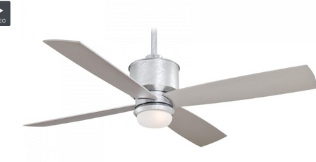 Minka-Aire Strata 52-Inch 4-Blade LED Ceiling Fan in Galvanized Finish W/ Silver Blades & Etched Opal Glass - F734L-GL