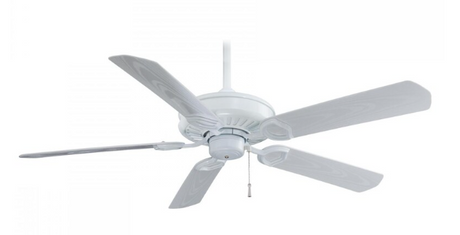 Minka-Aire Sundowner 54-Inch 5-Blade Ceiling Fan in White Finish W/ White Blades - F589-WH