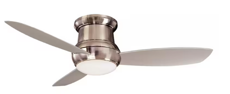 Minka-Aire Concept II Wet 52-Inch 3-Concave Blade LED Ceiling Fan in Brushed Nickel Wet Finish W/ Silver Blades & White Opal Glass - F474L-BNW
