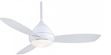 Minka-Aire Concept I Wet 52-Inch 3-Blade LED Ceiling Fan in White Finish W/ White Blades & White Opal Glass - F476L-WH