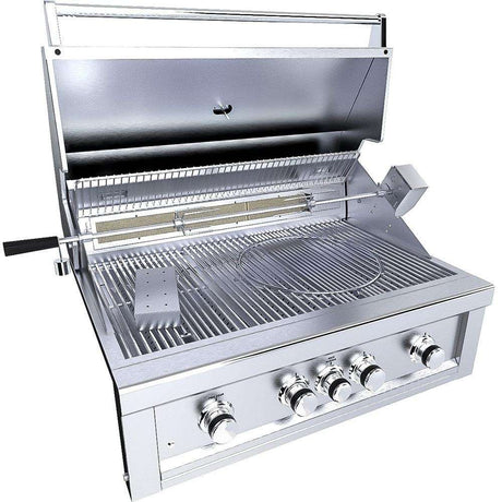Sunstone Ruby 36-Inch 4-Burner Built-In Natural Gas Grill With Pro-Sear And Rotisserie - Ruby4BIR-NG open