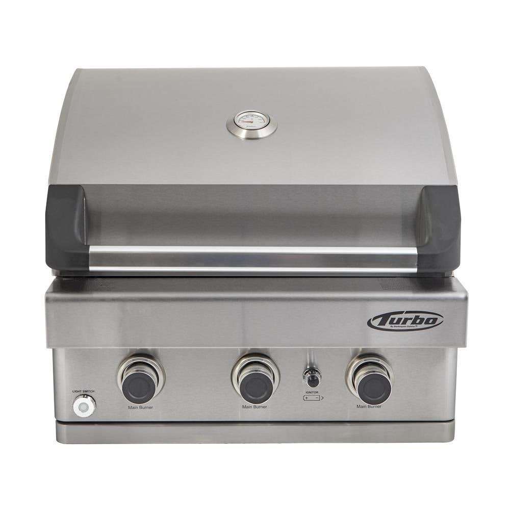 Turbo 26-Inch 3-Burner Built-In Propane Gas Grill - BTH2621BLP Front