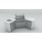 Mont Alpi 400 Deluxe 45 Degree Propane Gas Island Grill W/ Refrigerator Cabinet, Infrared Side Burner, & Rotisserie Kit - MAi400-D45FC