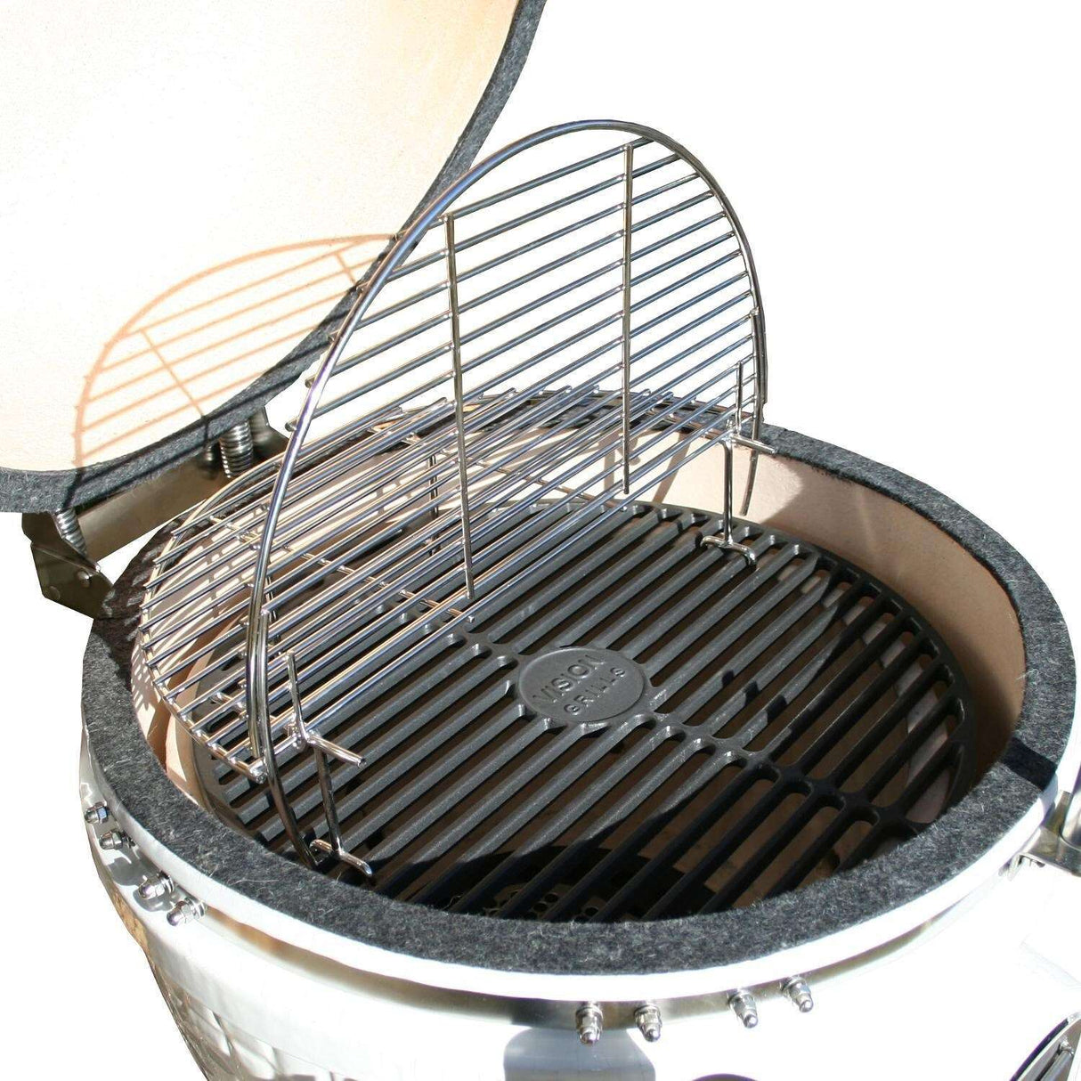Vision Elite Series XR402 Deluxe 20-Inch Kamado Grill - Cottage White - XR-402WC open grill