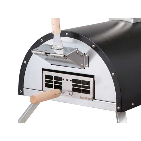 WPPO Le Peppe Portable Black Wood Fired Pizza Oven with Peel - WKE