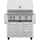 Hestan 36-Inch Propane Gas Grill W/ Rotisserie On Double Drawer & Door Tower Cart - Steeletto - GABR36-LP-SS