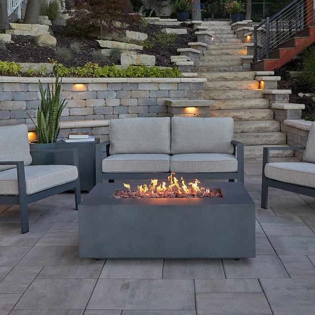 Lakeview Elysian 42-Inch Rectangle Natural Gas Fire Table - Weathered Slate (Ships as Propane w/ Conversion Kit) - SC-C9811NG-WSLT