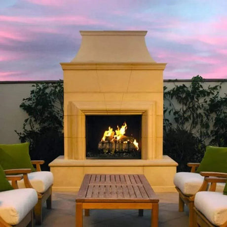 American Fyre Designs 122-20-N-BA-RBC 95 Inch Vent-Free Free-Standing Outdoor Cordova Fireplace, 16 Inch Rectangle Bullnose, No Recess, Black Lava, Key Value on the RIGHT/Gas