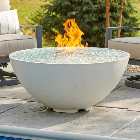 The Outdoor GreatRoom Company Cove Edge 42-Inch Round Natural Gas Fire Pit Bowl with 30-Inch Crystal Fire Burner - Ships As Propane With Conversion Fittings - White - CV-30EWHT-NG (1)