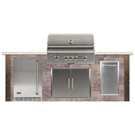 Coyote Ready-To-Assemble 8 Ft Outdoor Kitchen Island With 36-Inch S-Series Natural Gas Grill (Ships As Propane With Conversion Fittings) - Weathered Wood/Brown Terra - RTAC-G8-WB-C2SL36NG