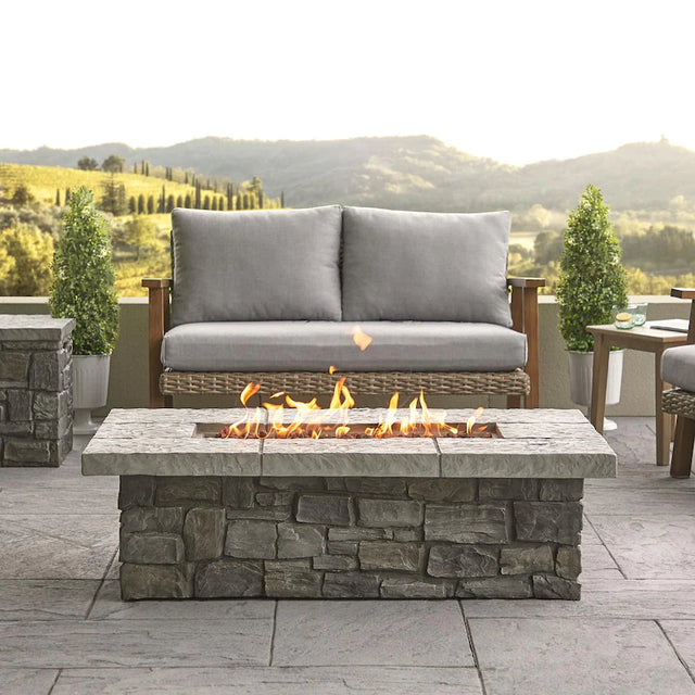 Lakeview Baywood 52-Inch Rectangle Natural Gas Fire Table - Gray (Ships as Propane w/ Conversion Kit) - SC-C11812NG-GRY