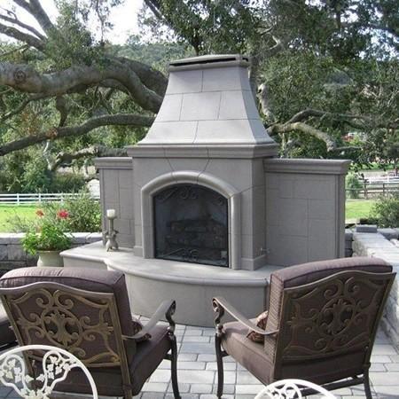 American Fyre Designs Fire Table, COSMO Round SM 87 Inch Vented Free-Standing Outdoor Grand Phoenix Fireplace with Extended Bullnose Hearth, Hearth Only, White Aspen, Key Value on the LEFT/Gas | 818-05-H-WA-LBC