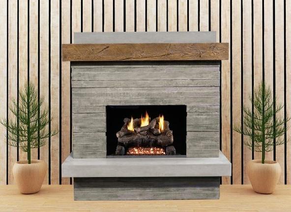American Fyre Designs 150-CG-N-FO-RUC 68 1/2 Inch Vent-Free Wall Mount Outdoor Brooklyn Fireplace, French Barrel Oak, Key Value on the RIGHT/Gas American Fyre DesignsSKU: 150-CG-N-FO-RUC-1