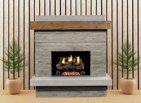 American Fyre Designs 060-CG-N-FO-RBC 68 1/2 Inch Vented Wall Mount Outdoor Brooklyn Smooth Fireplace - French Barrel Oak