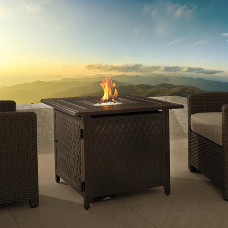 Fire Sense Downey 32-Inch Square Aluminum Propane Gas Fire Pit - 63693 (1)