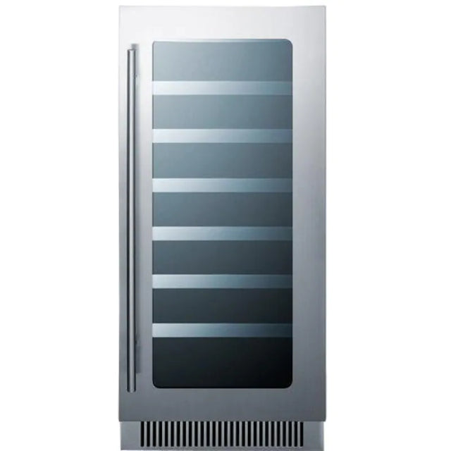 Summit Classic 15-Inch 34 Bottle Wine Cellar / Cooler - Stainless Steel / Black Cabinet - CL15WC