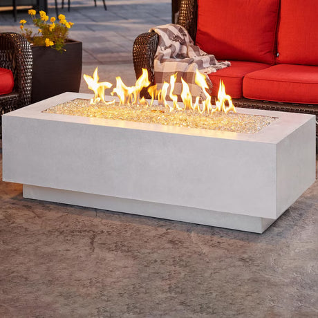 The Outdoor GreatRoom Company Cove 54-Inch Linear Natural Gas Fire Pit Table with 42-Inch Crystal Fire Burner - Ships As Propane With Conversion Fittings - White - CV-54WT-NG (1)