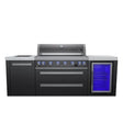 Mont Alpi 805 Deluxe Propane Gas Island Grill W/ Refrigerator, Infrared Side Burner, & Rotisserie Kit - Black Stainless Steel - MAi805-BSSFC