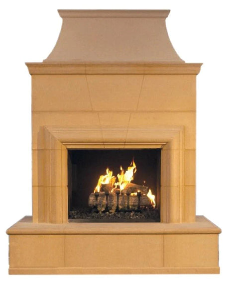 American Fyre Designs Vented Free-Standing Outdoor Grand Phoenix Fireplace with Extended Bullnose Hearth, No Recess, Smoke, Gas | 818-05-N-SM-RBC