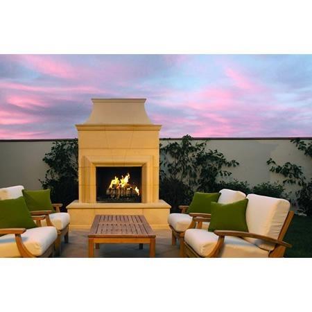 American Fyre Designs 022-20-N-CB-LBC 95 Inch Vented Free-Standing Outdoor Cordova Fireplace, 16 Inch Rectangle Bullnose, No Recess
