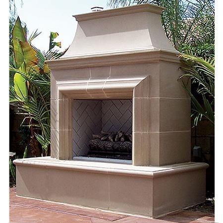American Fyre Designs 023-20-N-SM-LUC 82 Inch Vented Free-Standing Outdoor Reduced Cordova Fireplace, 16 Inch Rectangle Bullnose, No Recess