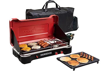 Camp Chef Rainier 2X 2-Burner Cooking System w/ Griddle & Carry Bag - MSGGX