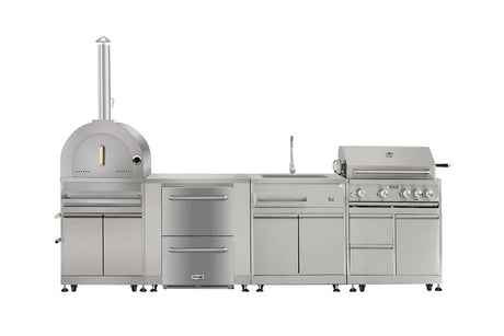 Thor Kitchen 7-Piece Modular Outdoor Kitchan Island Suite w/ 4-Burner Propane Gas Grill
