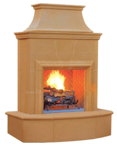 American Fyre Designs 65" Petite Cordova Vented Gas Fireplace with 16” Rectangle Bullnose Hearth No Recess 025-02-N-WA-RBC