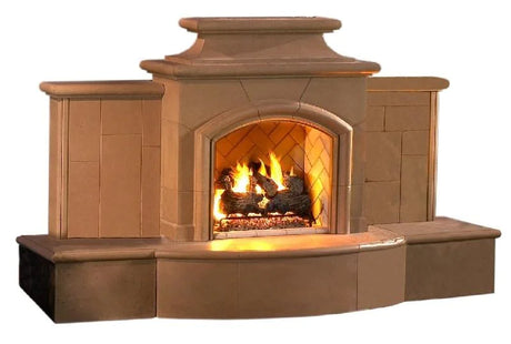 American Fyre Designs Fire Table, LOTUS CB Vented Free-Standing Outdoor Grand Phoenix Fireplace with Extended Bullnose Hearth, No Recess, Key Value on the LEFT/Gas | 818-05-N-SM-LUC
