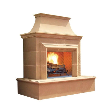 American Fyre Designs 023-20-N-CB-RBC 82 Inch Vented Free-Standing Outdoor Reduced Cordova Fireplace, 16 Inch Rectangle Bullnose, No Recess