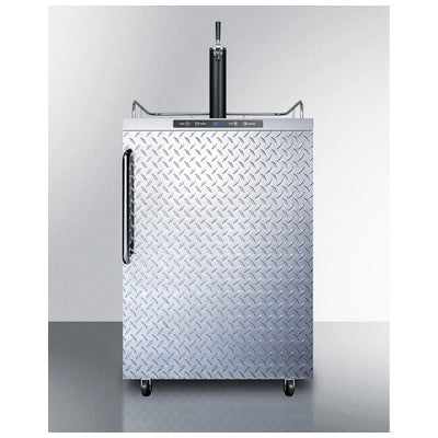 Summit 24-Inch 5.6 Cu. Ft. Outdoor Rated Single Tap Beer Dispenser / Kegerator - Diamond Plate Aluminum - SBC635MOSDPL