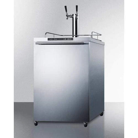 Summit Commercial 24-Inch 5.6 Cu. Ft. Outdoor Rated Double Tap Beer Dispenser / Kegerator - Professional Handle - SBC635MOS7HVTWIN